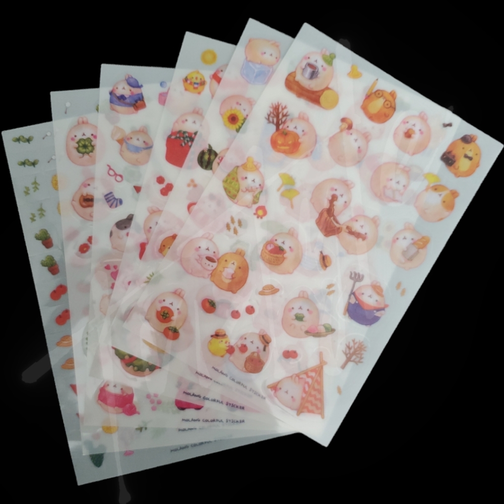 ⭐️4/$20⭐️ Colorful Molang Transparent Sticker Sheets